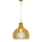 Lampa wisząca / Klosz drewno z chromowanymi dekoracjami / Średnica: 450