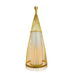 Lampa podłogowa / Klosz drewno z ratanem / Średnic: 400 / Wysokość: 1500