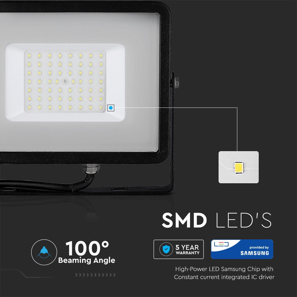 50W Naświetlacz LED SMD / Chip SAMSUNG / Barwa:3000K / Obudowa: Czarna