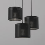 żyrandol Loft shade talerz dia 300, black, cylinder shade dia 180, h 150 black 3xE27