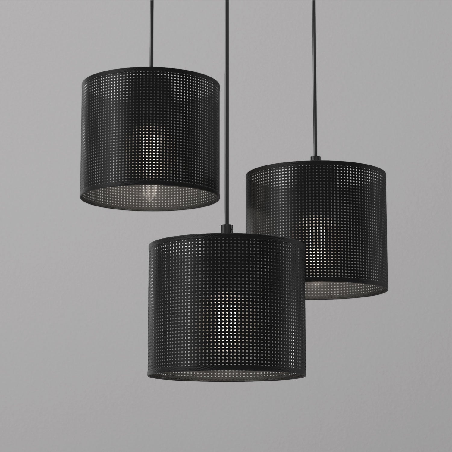 żyrandol Loft shade talerz dia 300, black, cylinder shade dia 180, h 150 black 3xE27