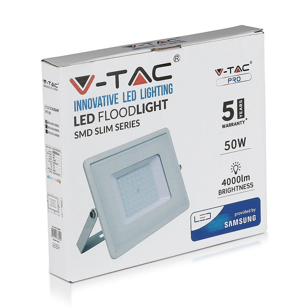 50W Naświetlacz LED SMD / Chip SAMSUNG / Barwa:3000K / Obudowa: Biała
