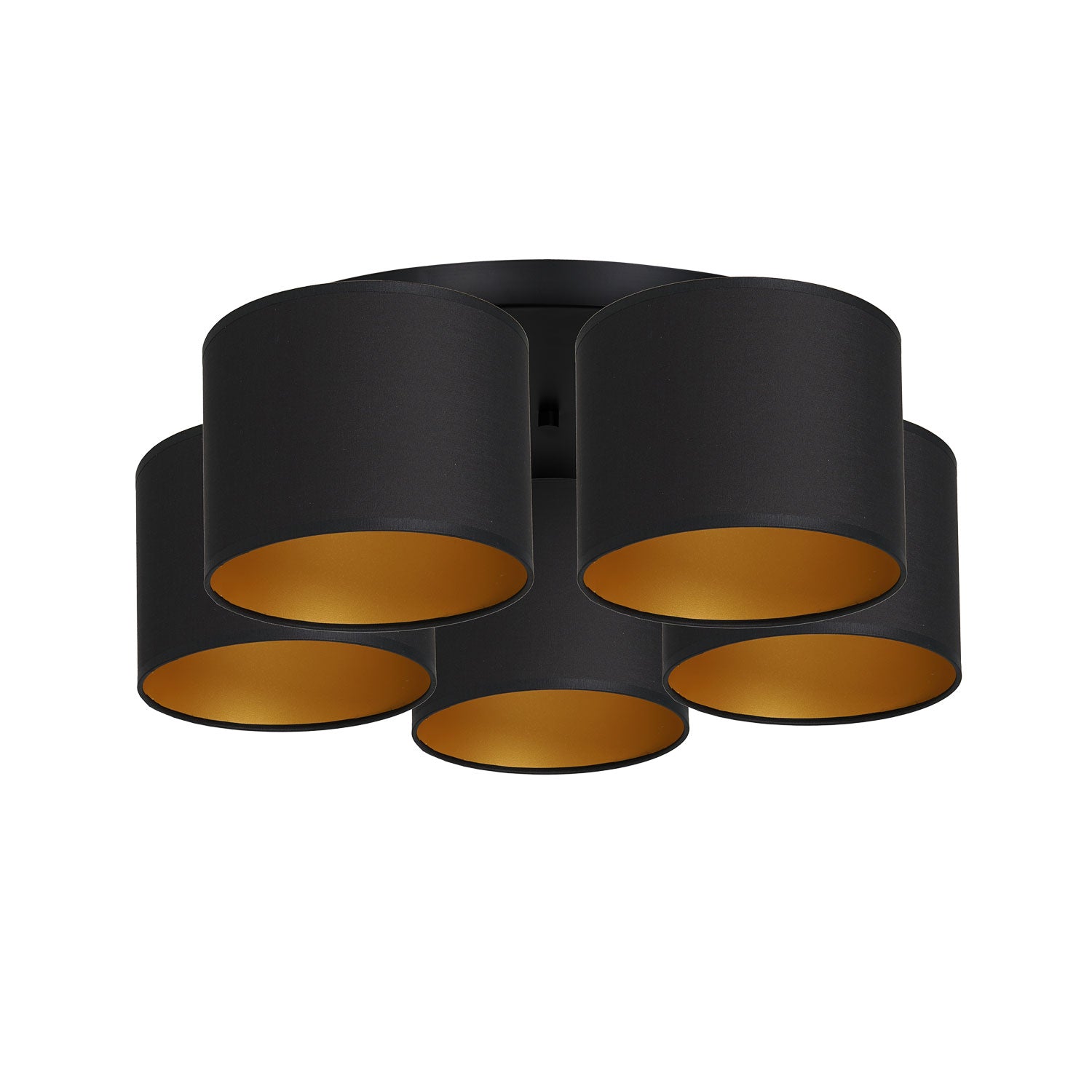 plafon Arden black, cylinder shade black/gold 5xE27