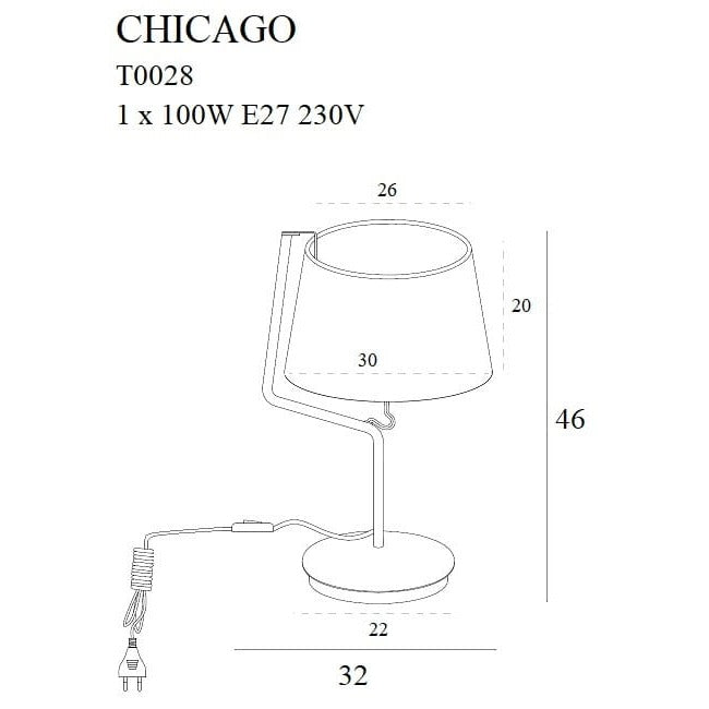 Maxlight Lampa stołowa Chicago - Metal + tkanina - Biały T0028