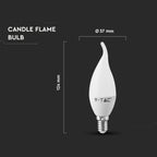 4W F37 Żarówka LED / Barwa:2700K / Trzonek:E14 / Klosz Mleczny płomyk