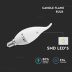 4W F37 Żarówka LED / Barwa:2700K / Trzonek:E14 / Klosz Mleczny płomyk