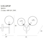 Maxlight Kinkiet Lollipop - Metal + szkło - Mosiądz W0254