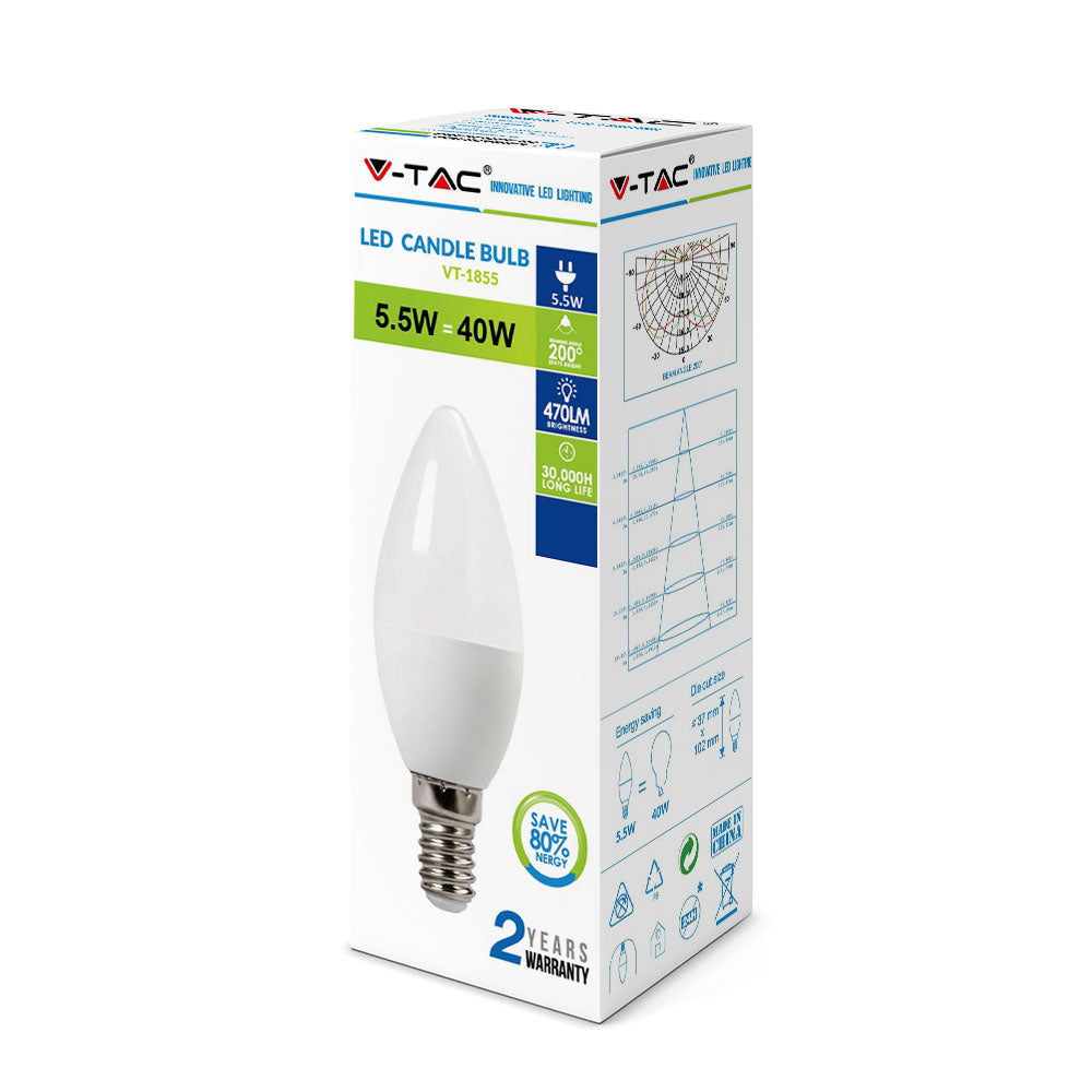 5.5W Żarówka LED C35 / Barwa:2700K / Trzonek: E14