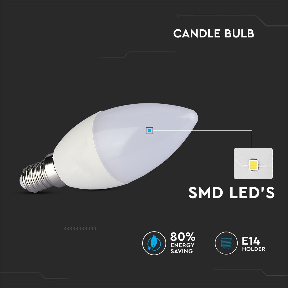 5.5W C35 Żarówka LED / Barwa:6400K / Blister 2 szt. / Trzonek E14
