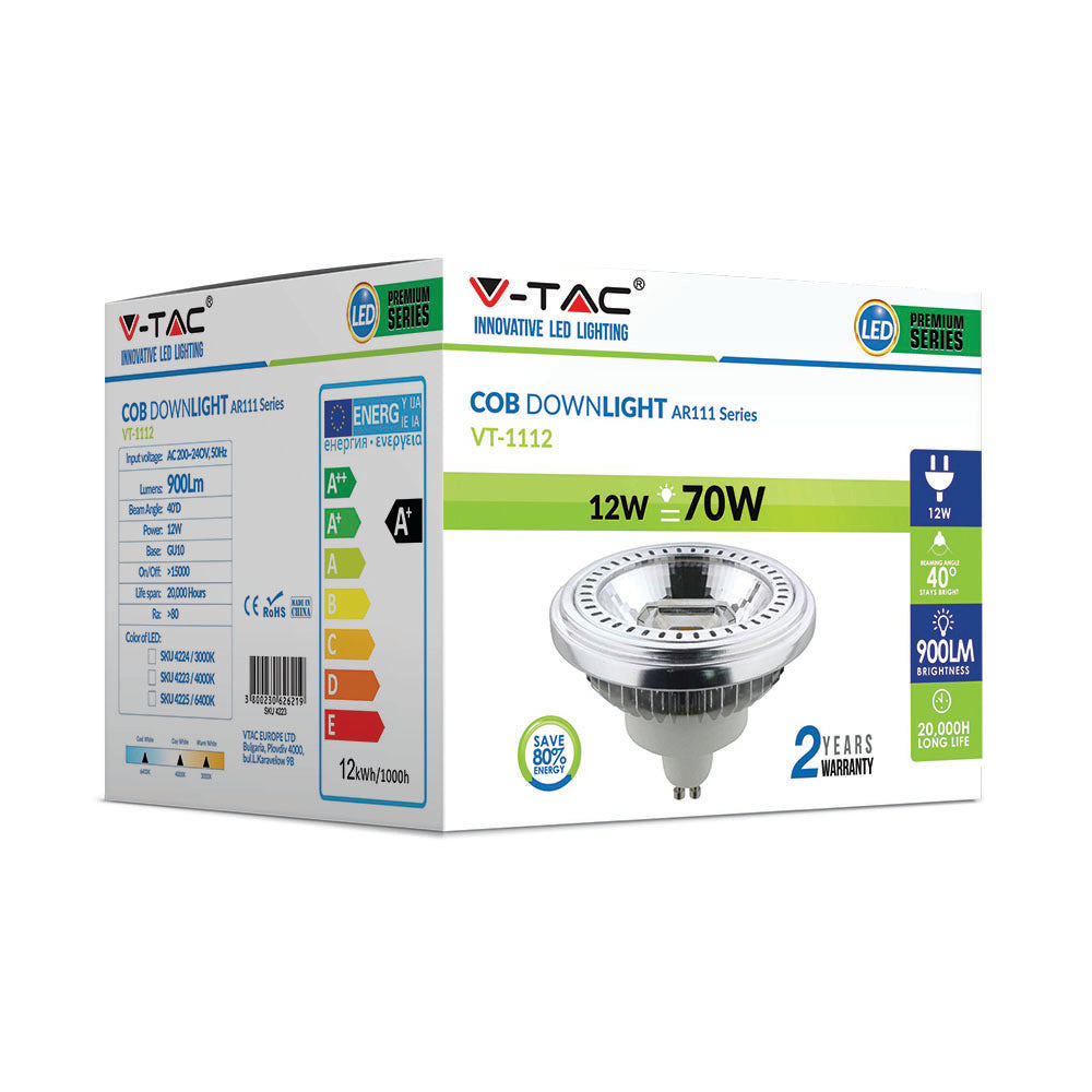 12W AR111 Żarówka LED / Barwa:3000K / Trzonek:GU10