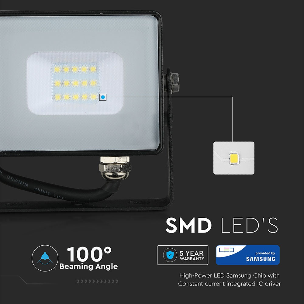 10W Naświetlacz LED SMD / Chip SAMSUNG / Barwa:6400K / Obudowa: Czarna
