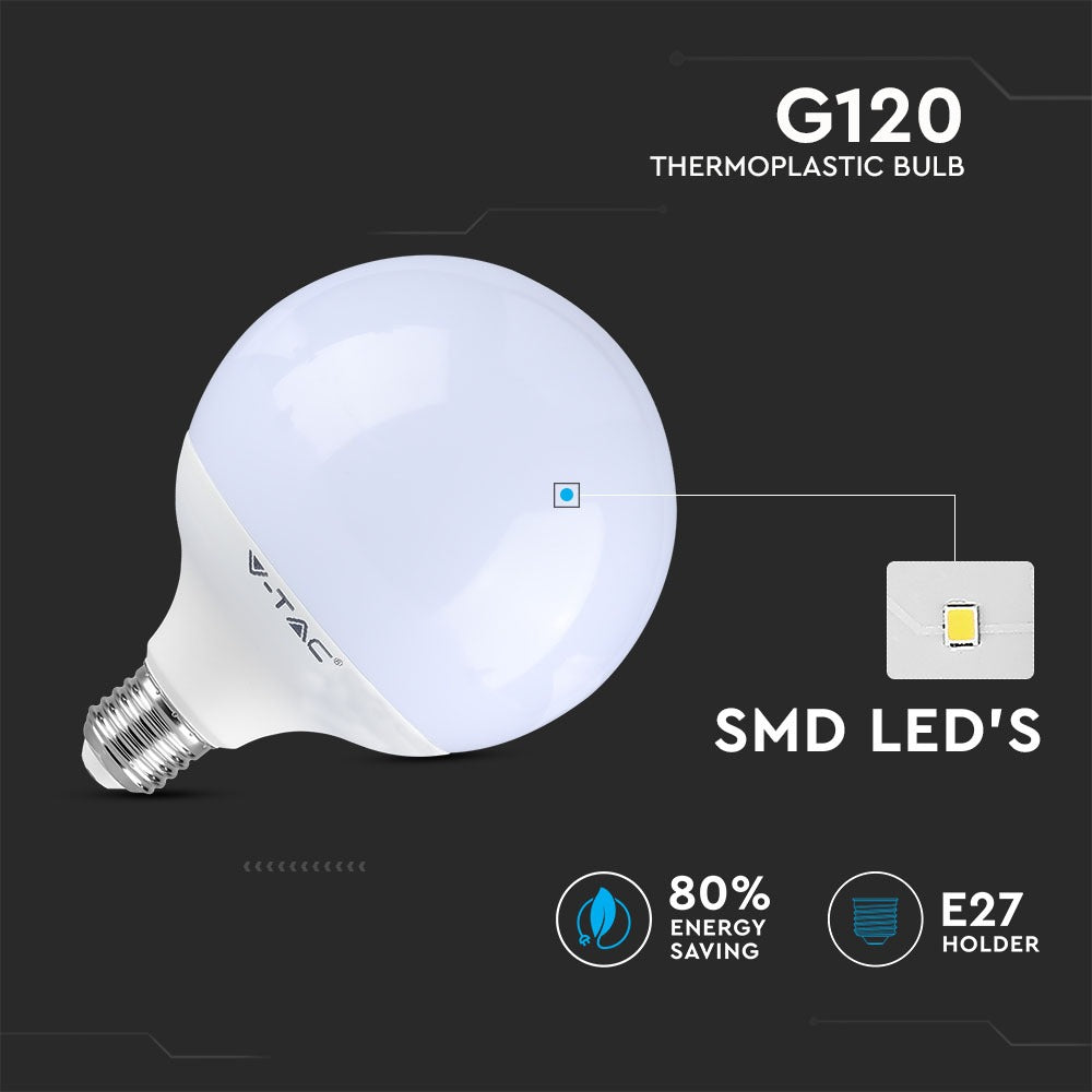 13W G120 Żarówka LED GLOBE / Barwa:6400K / Ściemniana / Trzonek:E27