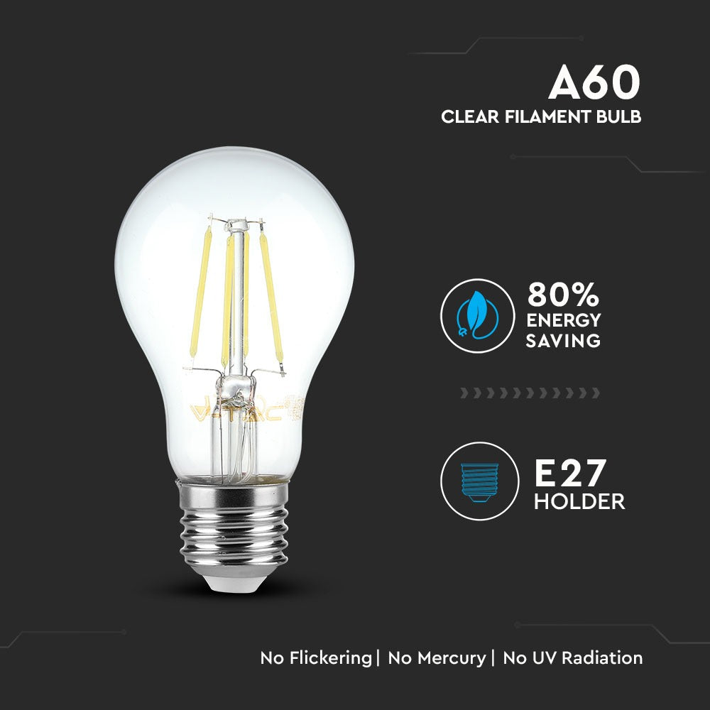 4W A60 Żarówka LED Filament / Barwa: 4000K / Trzonek:E27