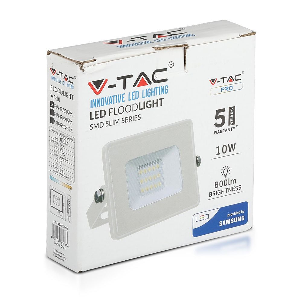 10W Naświetlacz LED SMD / Chip SAMSUNG / Barwa:4000K / Obudowa: Biała