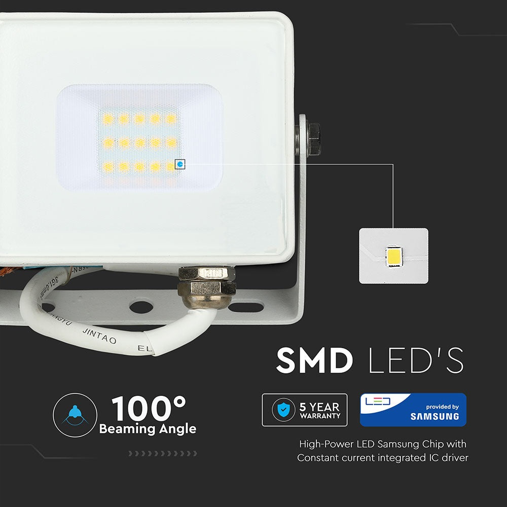 10W Naświetlacz LED SMD / Chip SAMSUNG / Barwa:3000K / Obudowa: Biała