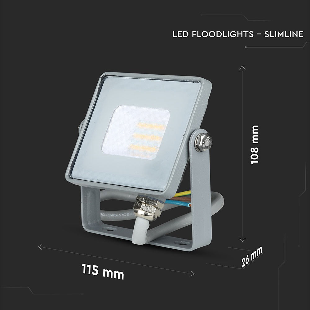 10W Naświetlacz LED SMD / Chip SAMSUNG / Barwa:6400K / Obudowa: Szara