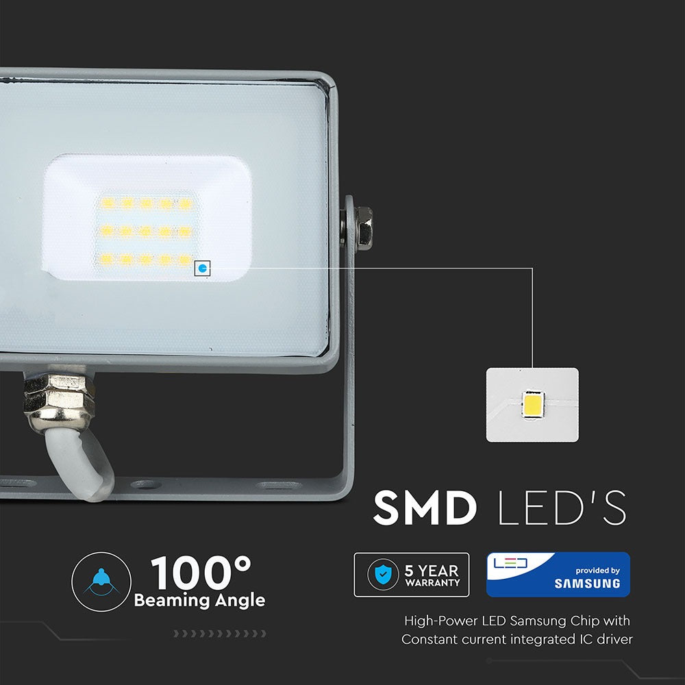 10W Naświetlacz LED SMD / Chip SAMSUNG / Barwa:3000K / Obudowa: Szara