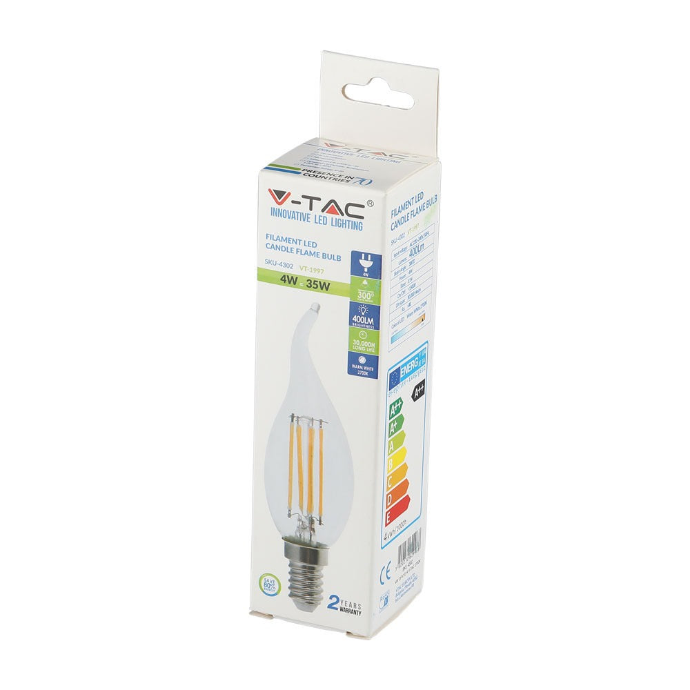 4W LED CF37 Żarówka LED Filament / Barwa:2700K / Trzonek:E14