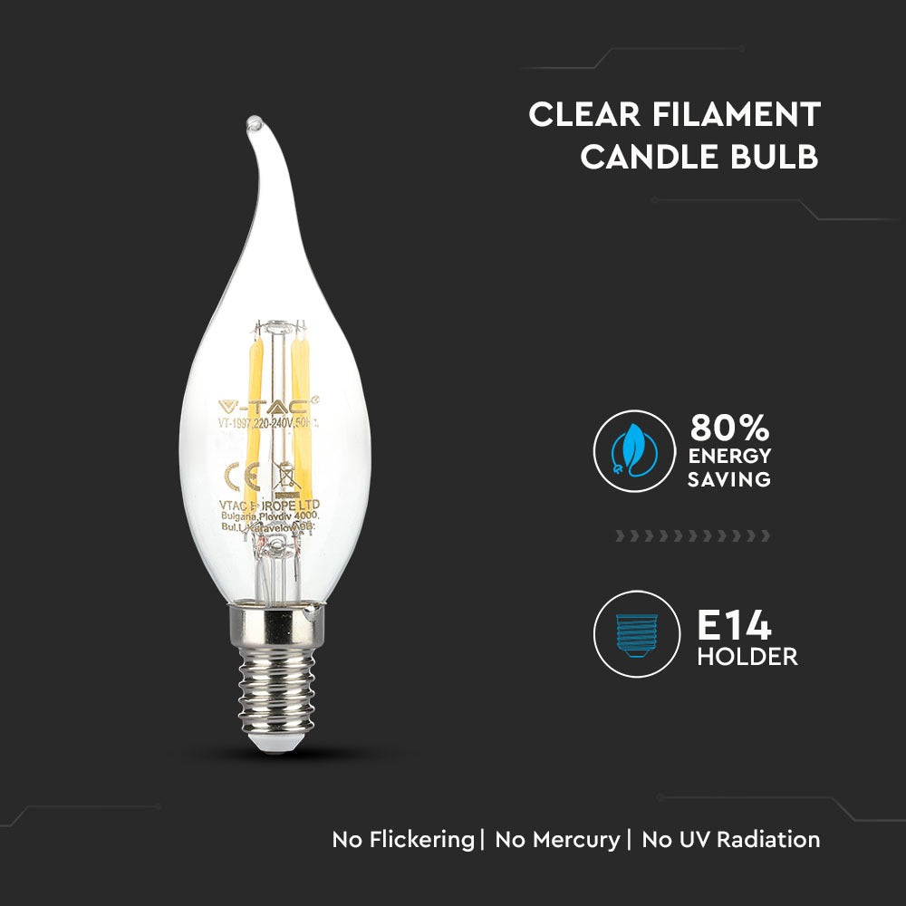 4W LED CF37 Żarówka LED Filament / Barwa:2700K / Trzonek:E14