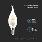 4W Żarówka LED C35 / Klosz: płomień / Barwa:6400K / Trzonek:E14