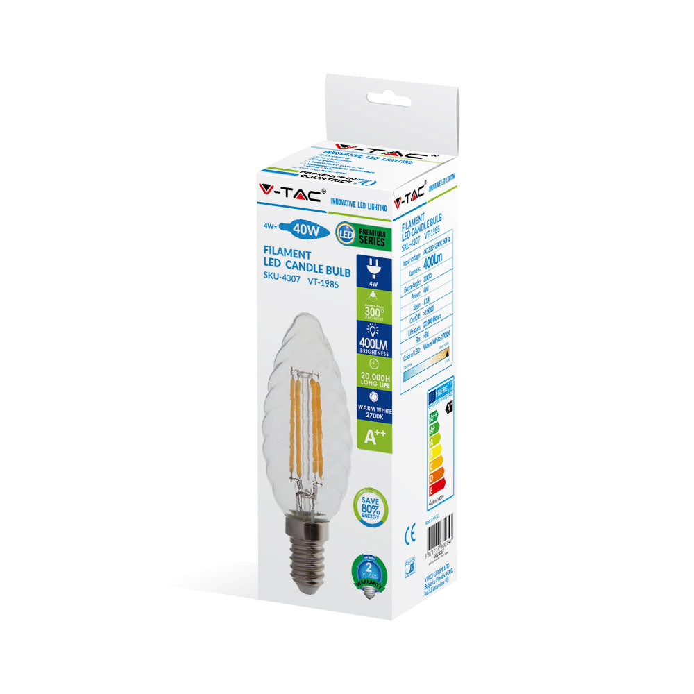 4W TWIST C35 Żarówka LED Filament / Barwa:2700K / Trzonek:E14