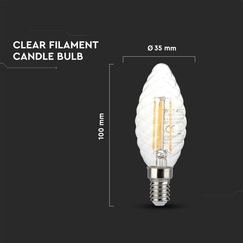 4W TWIST C35 Żarówka LED Filament / Barwa:2700K / Trzonek:E14
