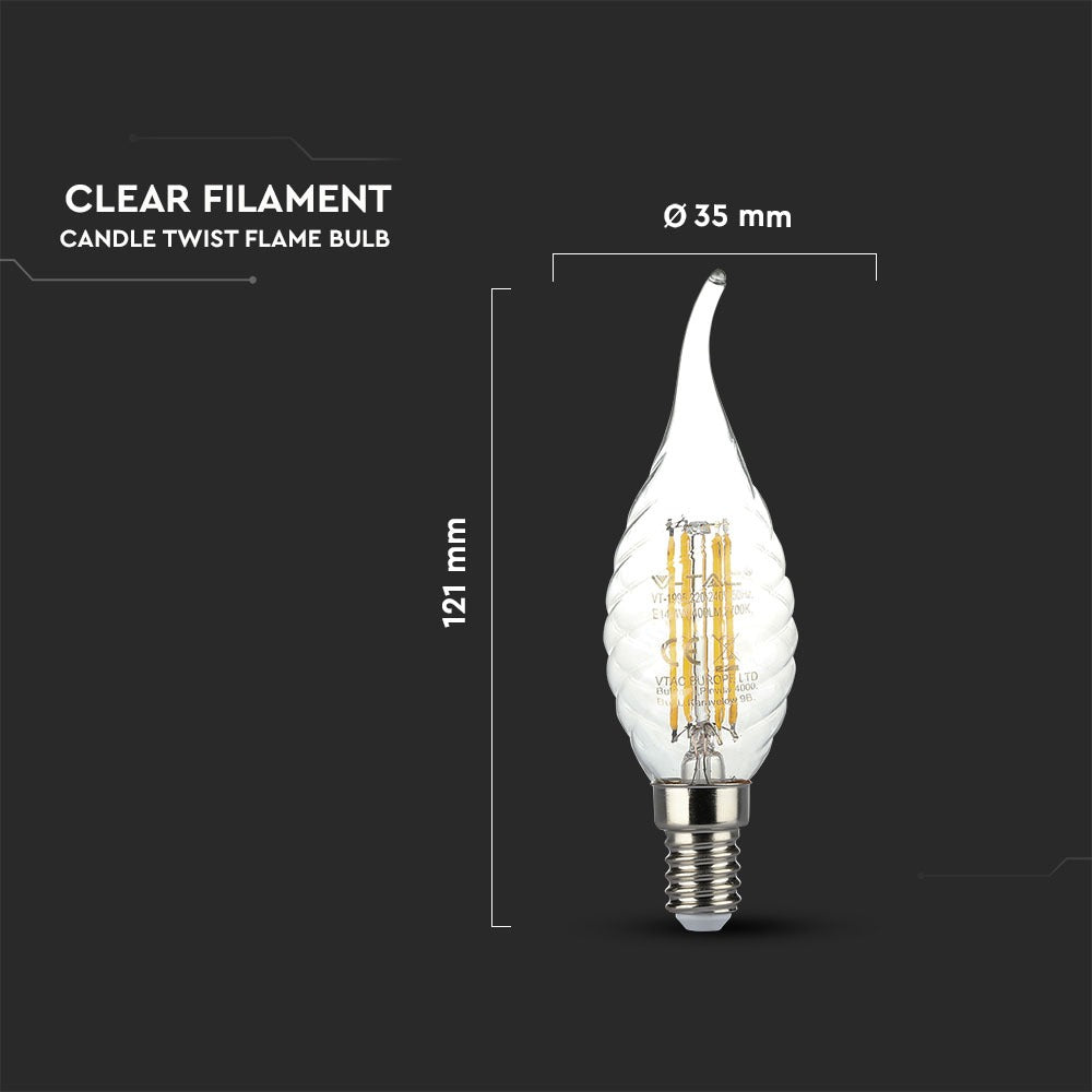 4W TWIST CF37 Żarówka LED Filament / Barwa:6400K / Trzonek:E14