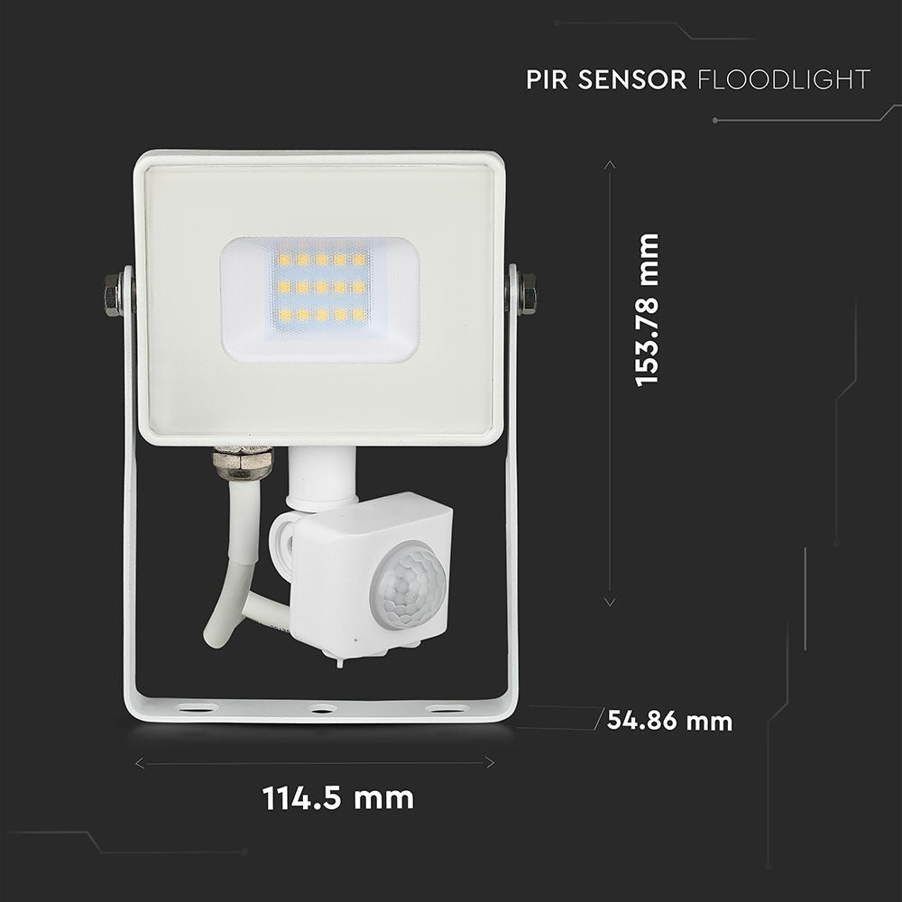 10W Naświetlacz LED SMD z czujnikiem ruchu / Chip SAMSUNG / Barwa:6400K / Obudowa: Biała