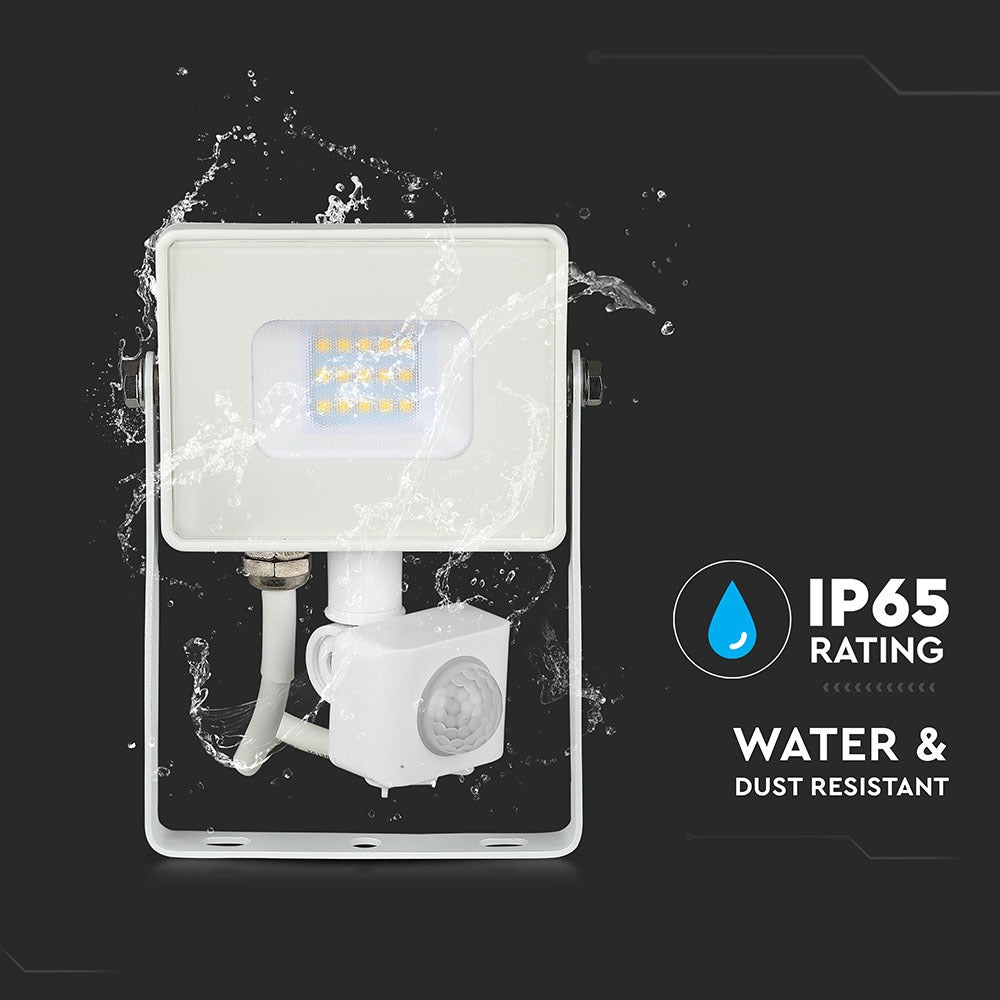 10W Naświetlacz LED SMD z czujnikiem ruchu / Chip SAMSUNG / Barwa:4000K / Obudowa: Biała
