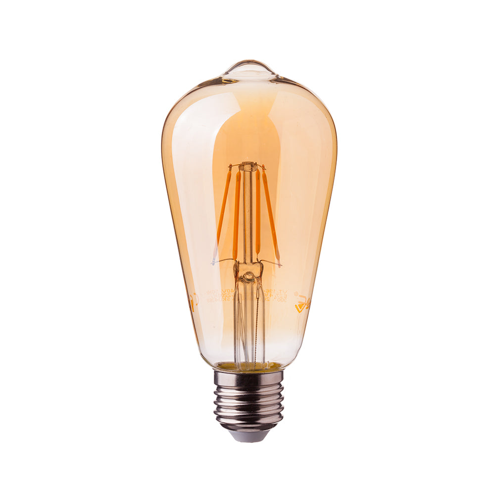 4W Żarówka LED ST64 Filament / Klosz: Bursztyn / Barwa:2200K / Trzonek:E27