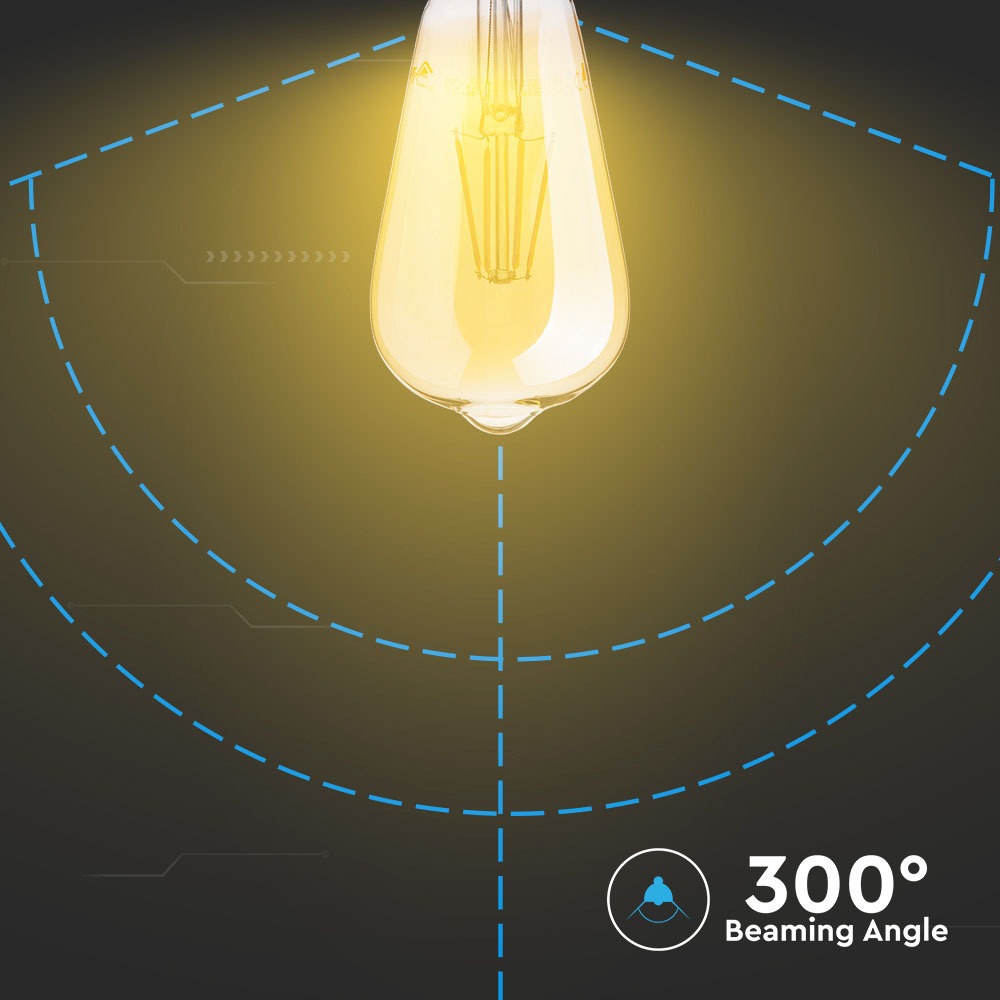 6W LED ST64 Żarówka LED Filament / Klosz: Bursztynowy / Barwa:2200K / Trzonek:E27