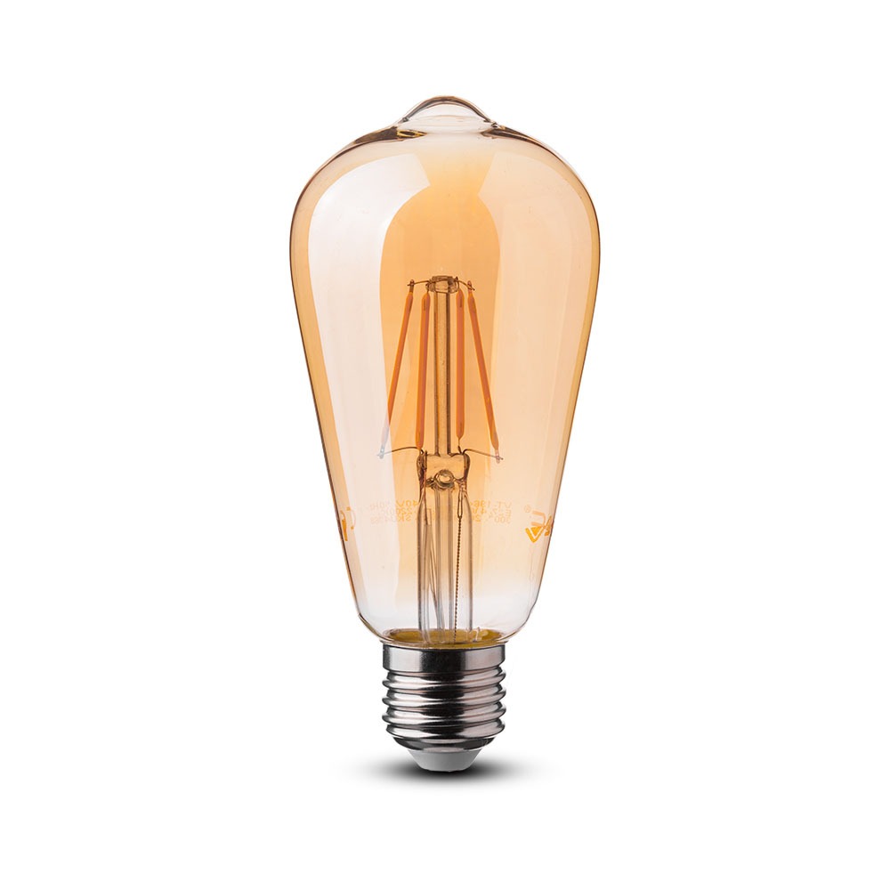 6W LED ST64 Żarówka LED Filament / Klosz: Bursztynowy / Barwa:2200K / Trzonek:E27