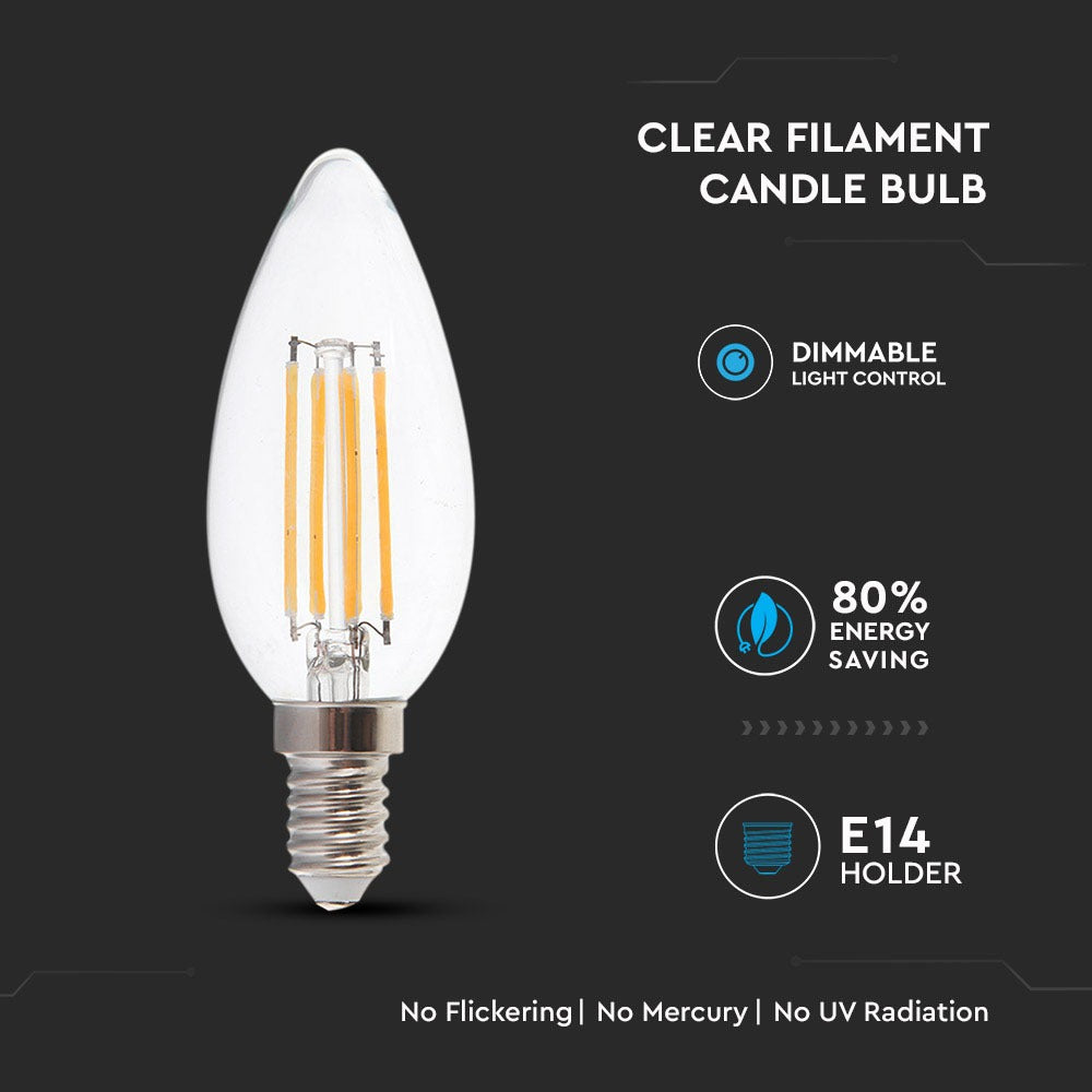 4W C35 Żarówka LED Filament / Barwa:2700K / Ściemniana / Trzonek:E14