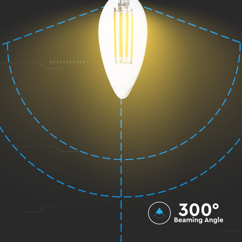 4W C35 Żarówka LED Filament / Klosz Transparentny / Chip SAMSUNG / Barwa:2700K / Trzonek:E14