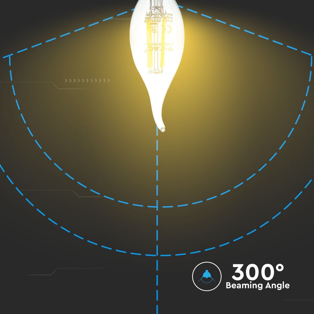 4W LED CF37 Żarówka LED / Barwa:2700K / Ściemniana / Trzonek:E14