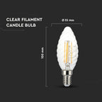 4W LED Twist C35 Żarówka LED Filament / Barwa:2700K / Ściemniana / Trzonek:E14