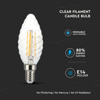 4W LED Twist C35 Żarówka LED Filament / Barwa:2700K / Ściemniana / Trzonek:E14
