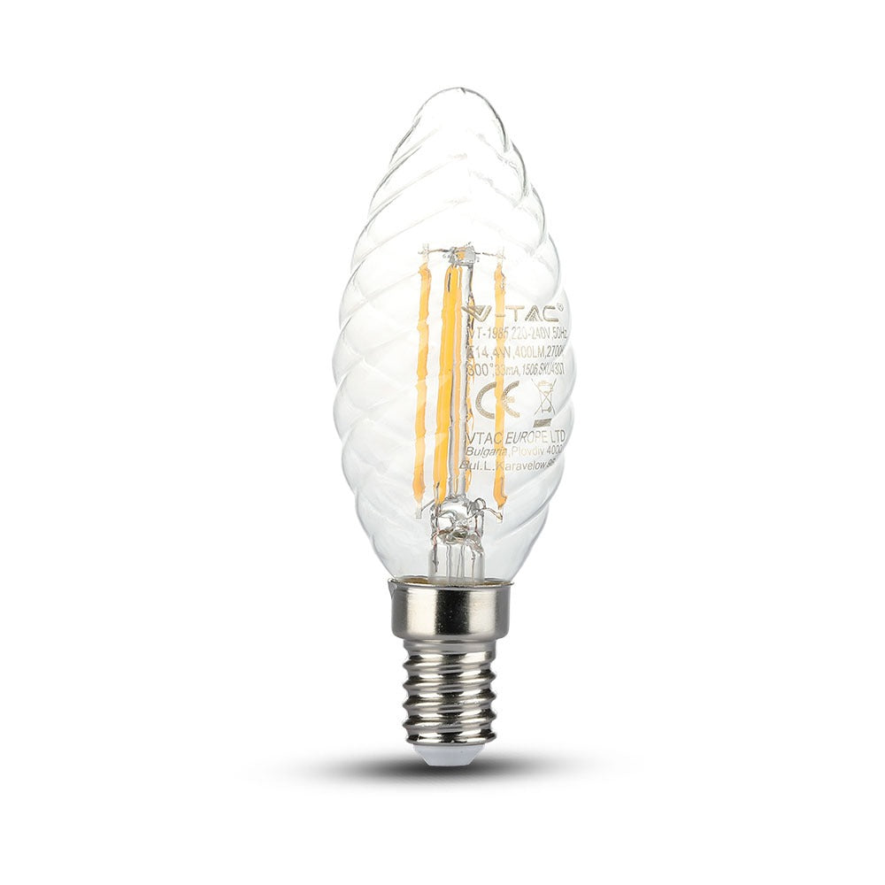 4W LED Twist C35 Żarówka LED Filament / Barwa:2700K / Ściemniana / Trzonek:E14