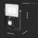 10W Naświetlacz LED SMD z czujnikiem ruchu / Chip SAMSUNG / Barwa:6400K / Obudowa: Czarna
