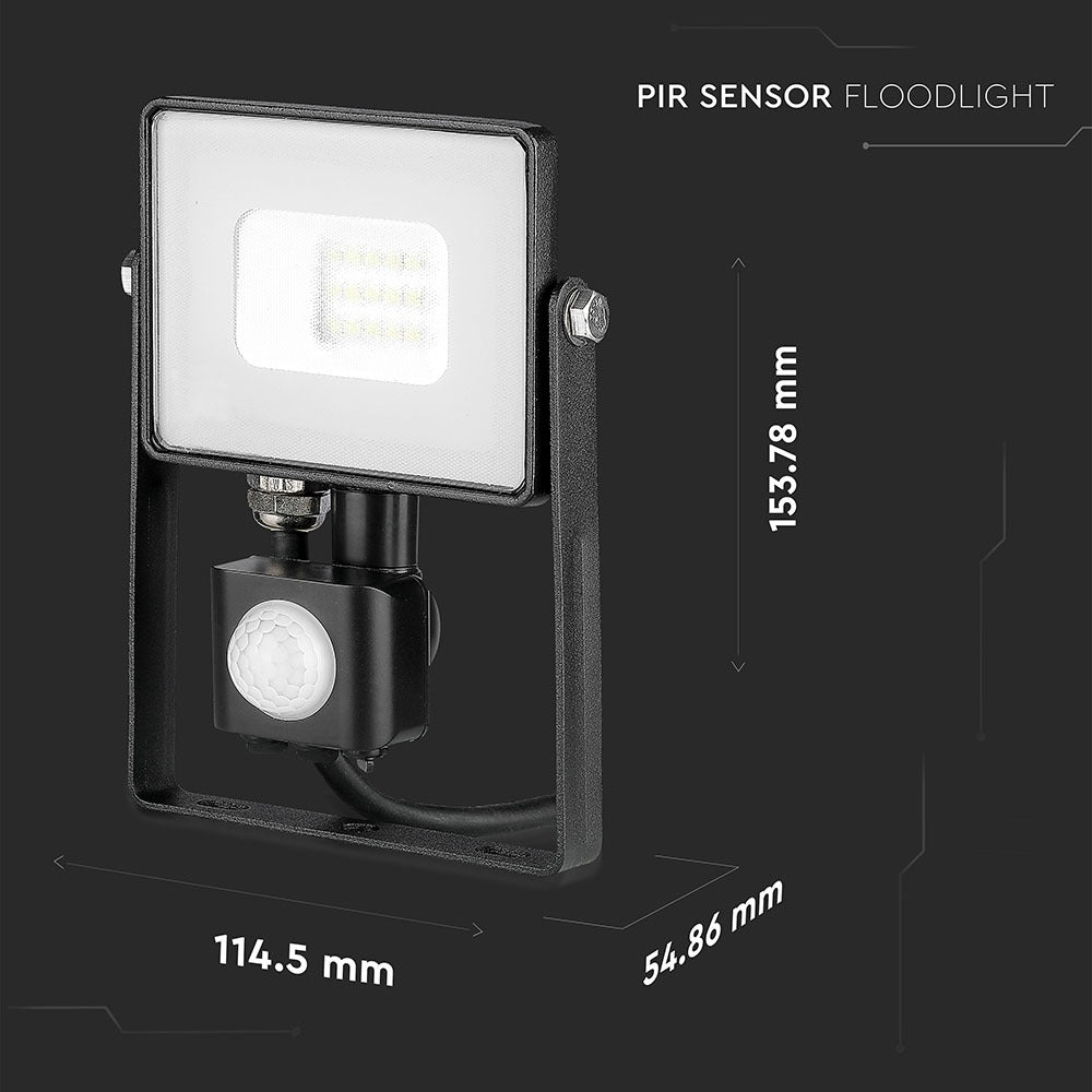 10W Naświetlacz LED SMD z czujnikiem ruchu / Chip SAMSUNG / Barwa:6400K / Obudowa: Czarna