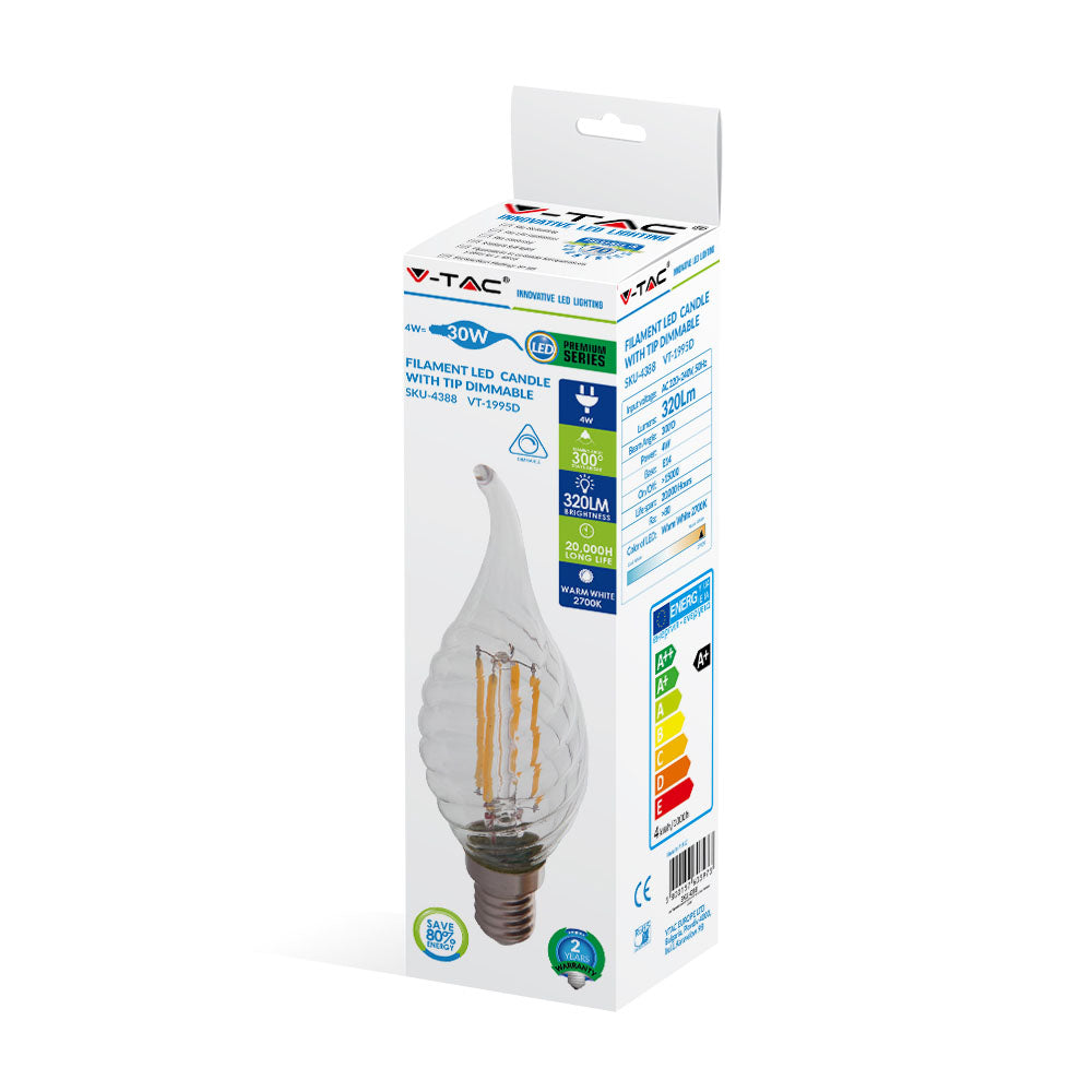 4W TWIST CF37 Żarówka LED Filament / Barwa:2700K / Ściemniana / Trzonek:E14
