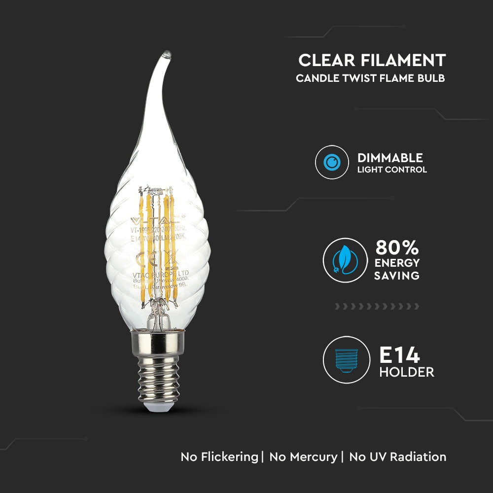 4W TWIST CF37 Żarówka LED Filament / Barwa:2700K / Ściemniana / Trzonek:E14