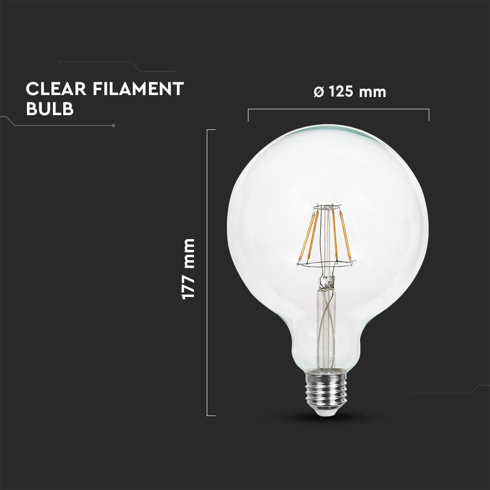 4W G125 Żarówka LED Filament / Barwa:2700K / Ściemniana / Trzonek:E27