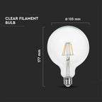 4W G125 Żarówka LED Filament / Barwa:2700K / Ściemniana / Trzonek:E27