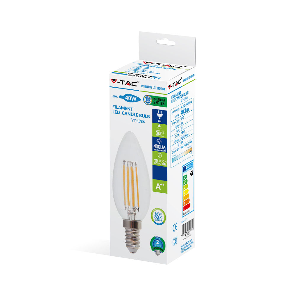 4W C35 Żarówka LED Filament / Barwa:6400K / Trzonek:E14