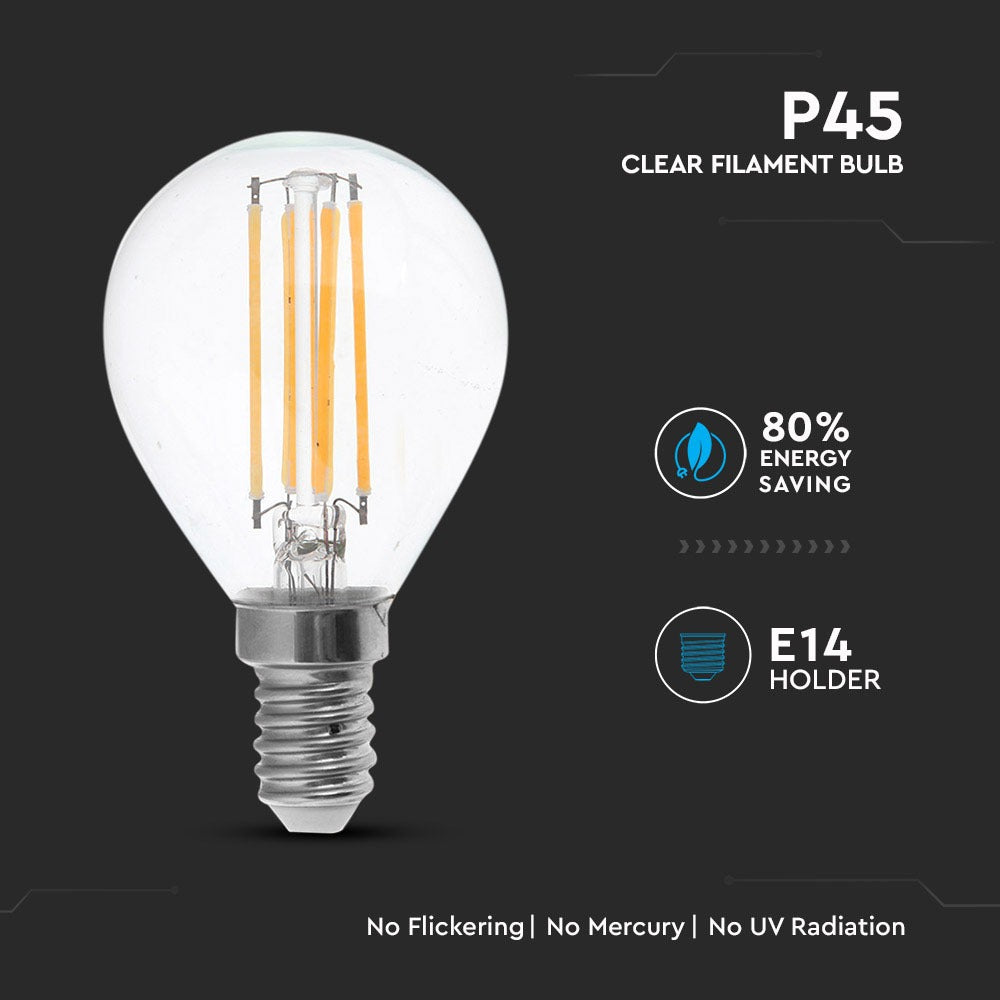 4W P45 Żarówka LED Filament / Barwa:6400K / Trzonek:E14