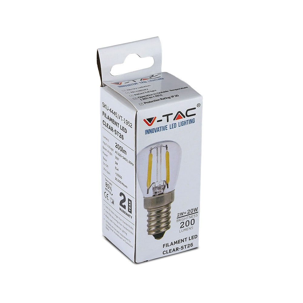 2W ST26 Żarówka LED Filament / Barwa:2700K / Trzonek:E14