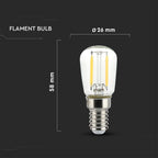 2W ST26 Żarówka LED Filament / Barwa:2700K / Trzonek:E14