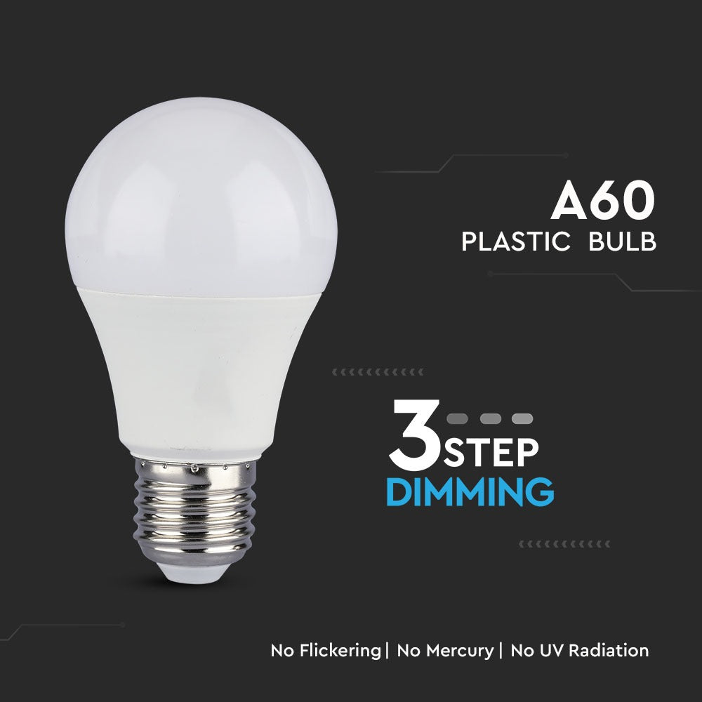 9W A60 Żarówka LED / Barwa:6400K / Ściemniana - 3 stopnie / Trzonek:E27
