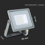 20W Naświetlacz LED SMD / Chip SAMSUNG / Barwa:3000K / Obudowa: Szara